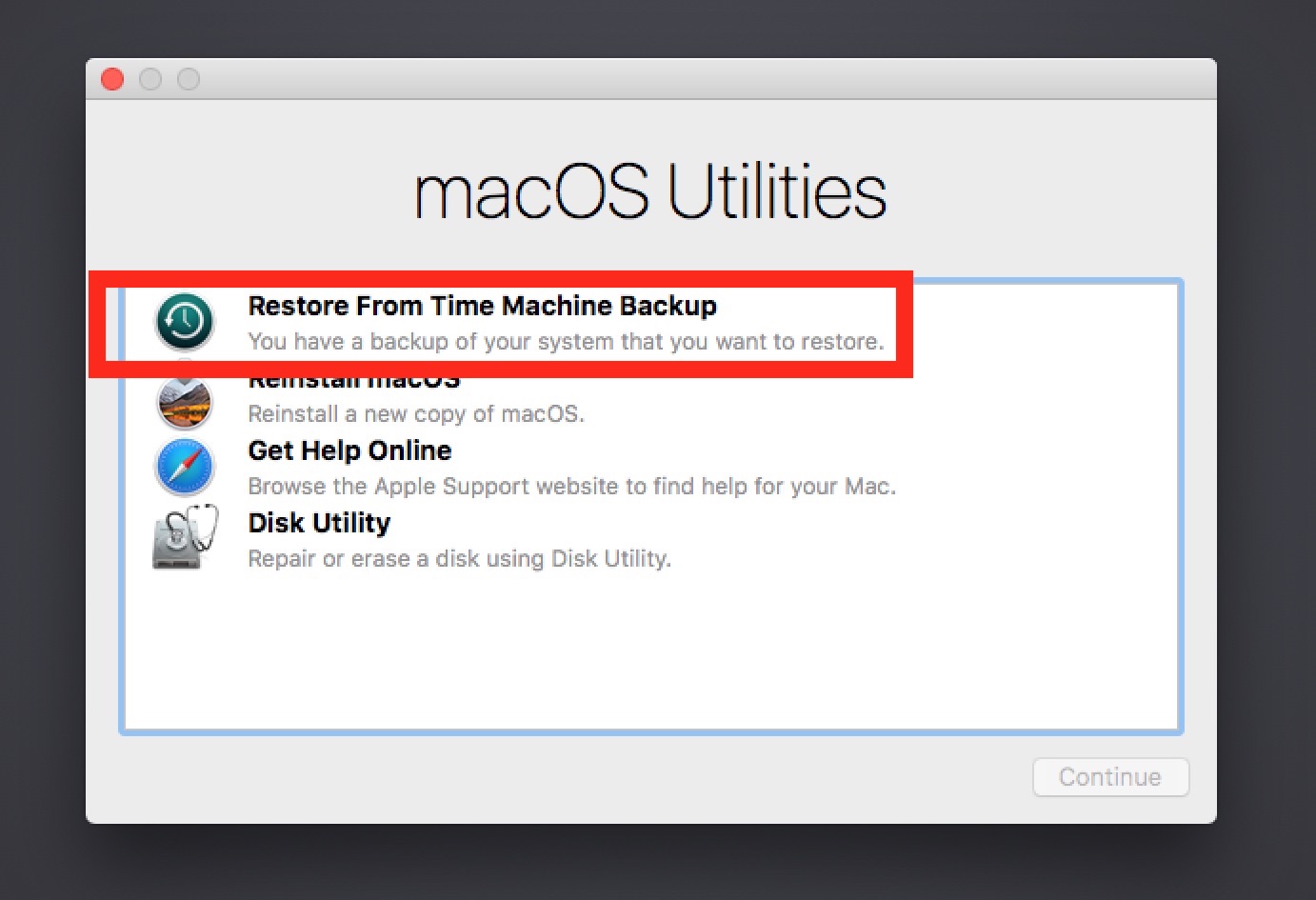 time machine help for restoring notes on the mac
